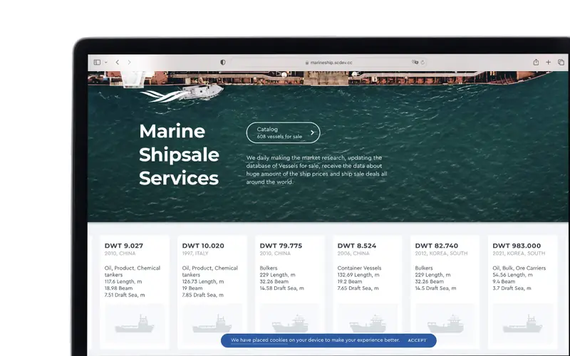 Интерфейс проекта Marineship